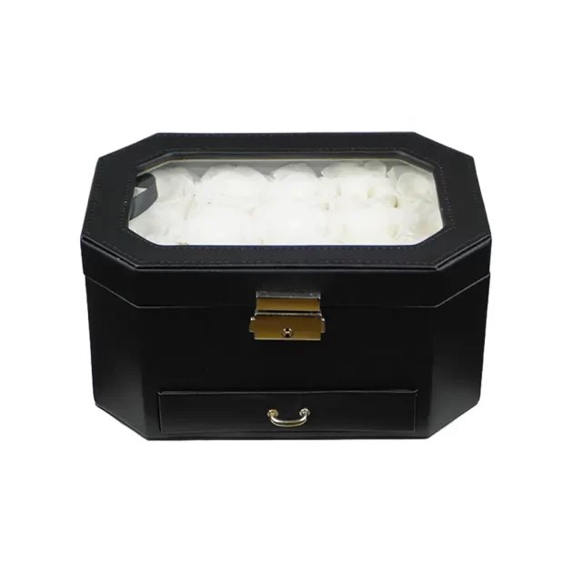 2 Tier Black Lock Box with Key - Image 2